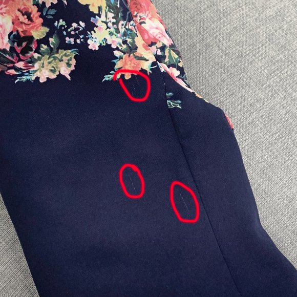 Those Days Beautiful Navy Blue Jacket Floral Print Shoulder Pads Cotton 1 Button - Picture 8 of 15